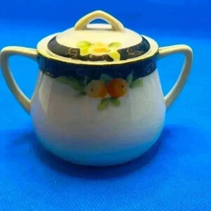 Antique‎ Nippon Porcelain Sugar Bowl With Handpainted Roses